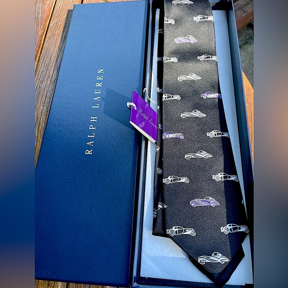 🔥RL HOLIDAY 26’🔥🆕💯RARE PURPLE LABEL RALPH LAUREN AUTOMOBILE BUGATTI TIE🔥ICONIC🔥